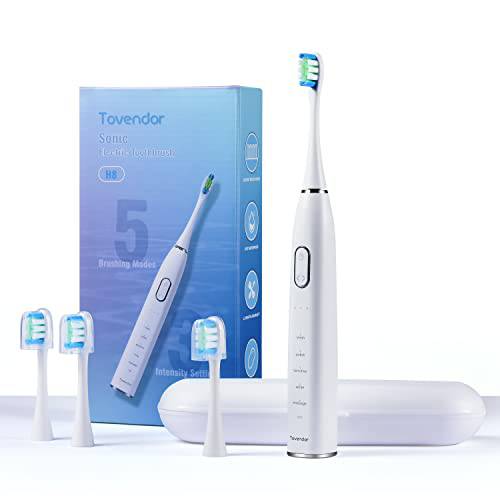 Tovendor H8 Electric Toothbrush 41000VPM Sonic Power Toothbrushes for Adults, 75 Days Standby, 5 Modes Teeth Care, 4 Soft Brush Heads and Carrying Case Included