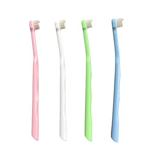 HRASY Orthodontic Toothbrush Small Head End Tuft Toothbrush Tiny Compact Interspace Brush for Braces and Teeth Detail Cleaning, 4 Pieces (4 Colors C)