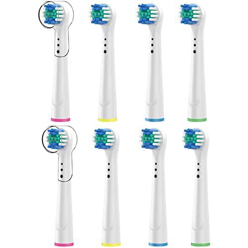 LAIDIAN Precision Replacement Brush Heads Compatible with Braun Electric Toothbrush, Refill for Oral B Pro 500, 1000, 3000, 5000, Genius and More Toothbrushes 2pcs Caps, 8 Pack, White (YE638)