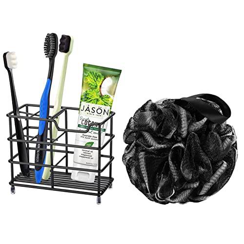 304 Stainless Steel Toothbrush Holder and 75g Soft Shower Loofahs Balls Bundle