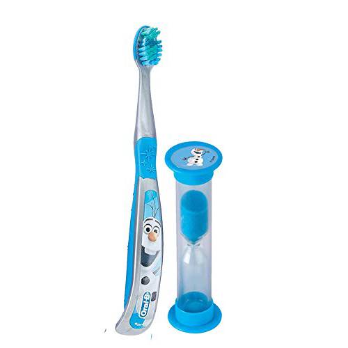 Disney FrozenOlaf Inspired 2pc Bright Smile Oral Hygiene Set Frozen Solf Manual Toothbrush & Brushing Timer Plus BonusRemember to Brush Visual Aid