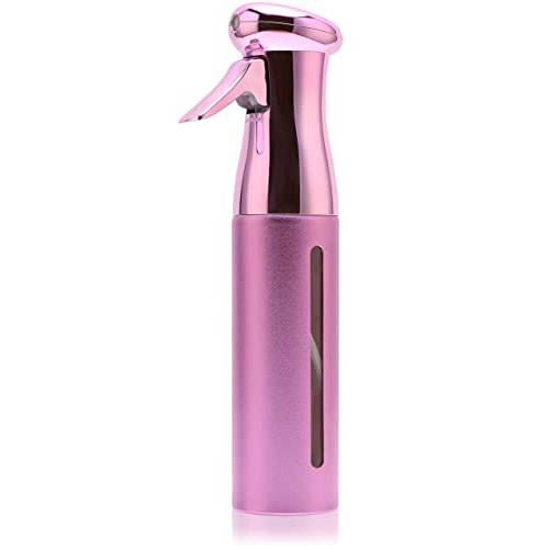 Salon Style Hair Spray Bottle, Fine Mist Continuous Spray Bottle | 10 Oz Luminous Aerosol Free Water Sprayer for Hairstyling, Plants, Cleaning Solutions Dispensing - Purple