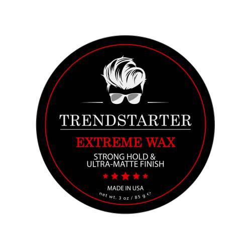 TRENDSTARTER - EXTREME WAX (4 OUNCE) - Strong Hold - Matte Finish - Premium Water Based Clay-Inspired Flake-Free Hair Wax for All Hair Types - All-Day Hold Hair Styling Product - Launched Spring 2022