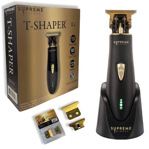 Hair Trimmer by SUPREME TRIMMER ST5220 Precision Beard Trimmer for Men Professional Barber Liner Cordless Hair Clippers – Black T-Shaper Li (Extra Blade Included)