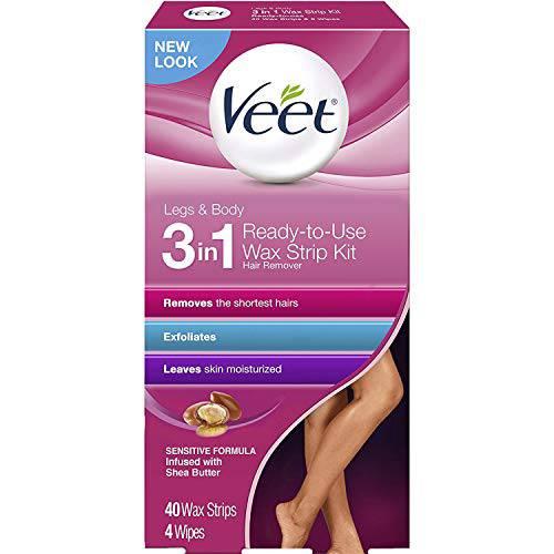 Veet Leg and Body Hair Remover Cold Wax Strips, 40 ct (Pack of 6)