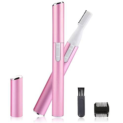 Electric Eyebrow Trimmer for Women, Facial Hair Painless Razor Removal, Mini Epilator for Bikini, Remover for Face, Chin, Peach Puzz, Lips, Body, Arms, Legs, Powered by Battery (not Included)