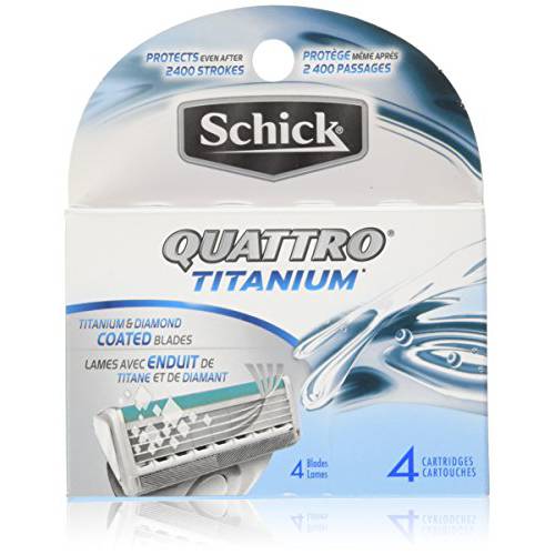 Schick Quattro Titanium Razor Blade Refills for Men - 4 Count (Pack of 2)