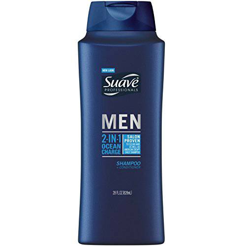 Suave Men 2 in 1 Shampoo and Conditioner, Ocean Charge, 28 Fl Oz (Pack of 2)