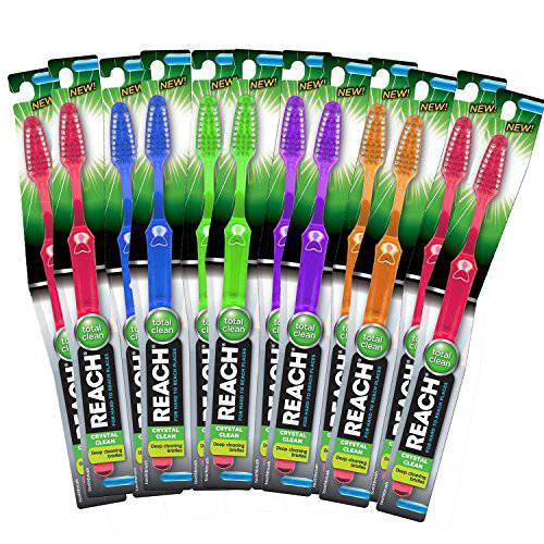 Reach Toothbrush Crystal Clean Soft 10 Assorted Colors, 12 Count (Pack of 1)-