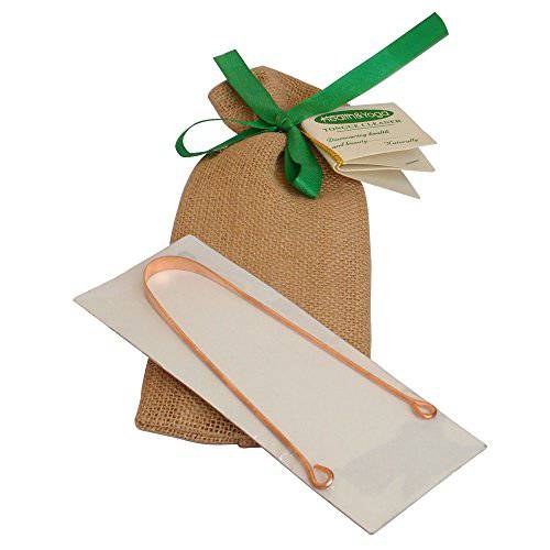 HealthAndYoga(TM) qSwipe Lite Copper Tongue Cleaner - Exquisitely Gift Wrapped