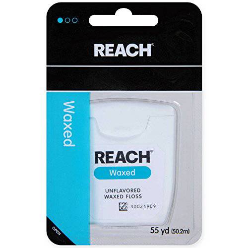REACH Unflavored Waxed Dental Floss, 55 yds (Pack of 4)
