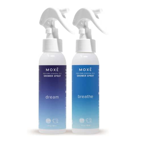 MOXĒ Shower Steamer Spray, 100% Essential Oils, Sinus & Tension Relief, Natural Sleep Aromatherapy, Made in USA (Breathe & Dream, 4 Ounces, 2 Pack)