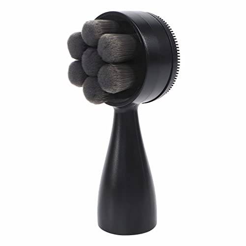 Face Brush 2 in 1, ooloveminso Bamboo Charcoal Face Exfoliating Pore Deep Cleansing Brush, Ultra Fine Soft Bristle Dual Face Wash Brush, Silicone Face Scrubber for Skincare, Black