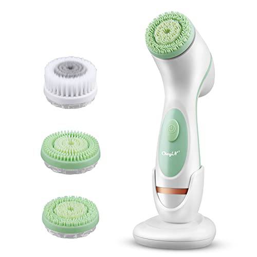 Facial Cleansing Brush, CkeyiN 3 In 1 Electric Exfoliating Spin Cleanser Device USB Rechargeable and Waterproof Exfoliation Rotating Spa Machine Facial Cleanser Massager for Women