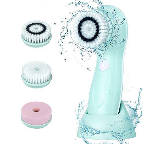 UBBETTER Face Brush Facial Brush Rechargeable Rotating Waterproof Cleansing Brush Set NEW style 2 Speeds With 3 Brush Heads Blackhead Remover Exfoliating Massage