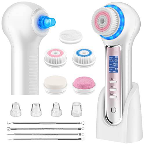 Facial Cleansing Brush Rechargeable,Blackhead Remover Vacuum Tool,IPX7 Waterproof 3 in 1 Face Scrubber for Exfoliating, Massaging and Deep Pore Cleansing