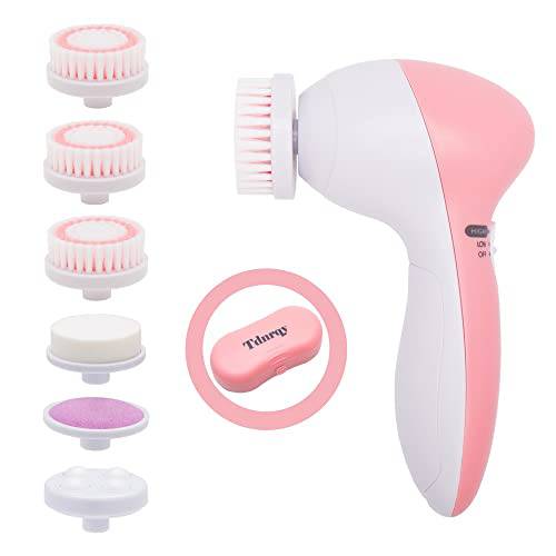 Waterproof Facial Cleansing Brush Set with 6 Interchangeable face Brush for deep Cleansing, face Scrubber ,Gentle Exfoliation, Blackhead Removal, Massage