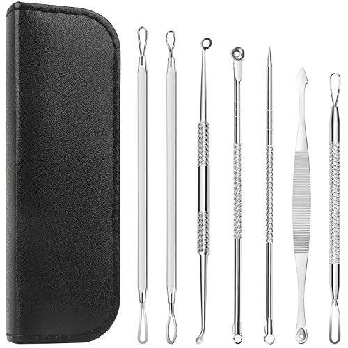 7 in 1 Pimple Blackhead Remover Extractor Tool Kit, Teenitor Professional Safe Treatment for Zit Popper White Head Acne Blemish Comedone Removing for Nose Face Skin