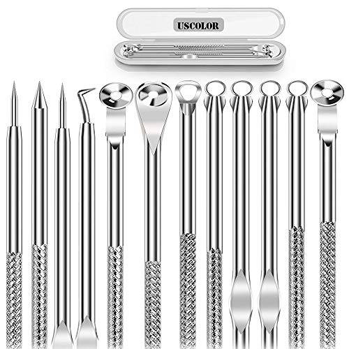 6PCS Dual Heads Blackhead Remover, Pimple Comedone Extractor, Acne Whitehead Blemish Removal Kit, Premium Stainless Steel, Risk Free for Face Skin, with Portable Box