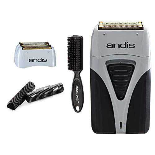 Andis ProFoil Lithium Plus Titanium Foil Shaver with Bonus Replacement Foil Assembly and Inner Cutters and a BeauWis Blade Brush