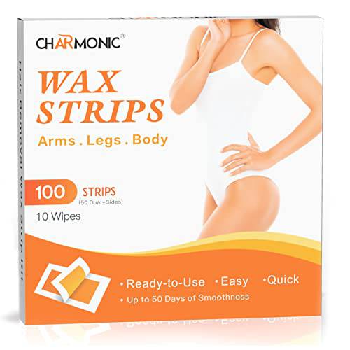 100 Pcs Wax Strips, Waxing Kit for Arms, Legs, Underarm Hair, Eyebrow, Bikini, and Brazilian Hair Remover, Quick & Painless Wax Strips for Hair Removal, Waxing Strips Contains 10 After-wax Wipes
