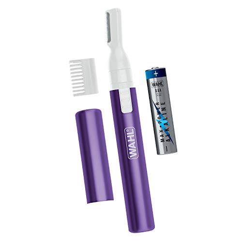 Wahl Clean & Confident Female Battery Pen Trimmer & Detailer with Rinseable Blades for Eyebrows, Facial Hair, & Bikini Lines - Hygienic Grooming & Easy Cleaning with Battery Included - Model 5640-100