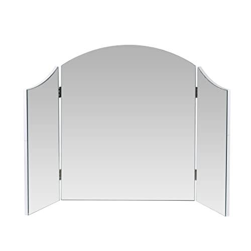 Houseables Trifold Mirror, Three Way Mirrors, Frameless Vanity, 41 x 24, 360 Degree View, Tri Fold, Triple Sided, 3way, Table Top, Standing, Foldable, for Makeup, Dresser, Desk, Bathroom, Bedroom l