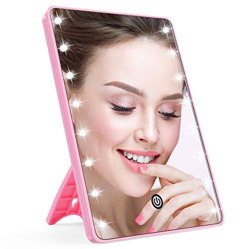AHOOH Makeup Mirror for Women and Men, Lighted Makeup Vanity Mirror with 16 LED Lights,Touch Screen,Light Adjustable Dimmable Light up Mirrors for Home Tabletop Bathroom Shower Travel
