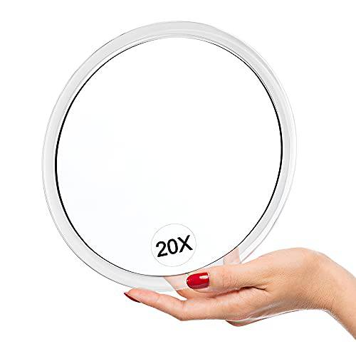 YoHumk 20X Magnifying Mirror with Suction Cups - 6 Inch Perfect for Makeup Tweezing Blackhead and Blemish Removal Pluck Eyebrows Great for& Travel See Details Clearly, White (YH-01)