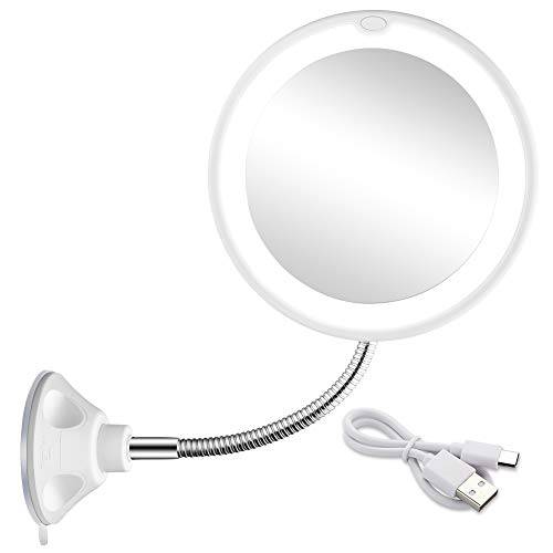 5X Magnifying Mirror with Light Makeup Mirror with Lights LED Lighted Makeup Mirror Vanity Mirror with Lights Flexible Gooseneck Mirror with Lights with Powerful Suction Cup