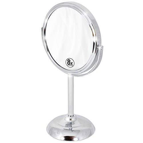 Decobros 6-inch Tabletop Two-Sided Swivel Vanity Mirror with 8X Magnification, Chrome