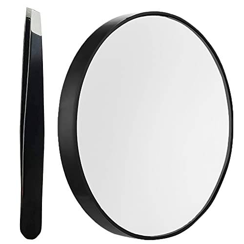 10X Magnifying Makeup Mirror, Round Mirror 2 Suction Cups Facial Makeup Cosmetic Absorption Shaving Home Makeup Travel Essential(Diameter 3.46 inches)