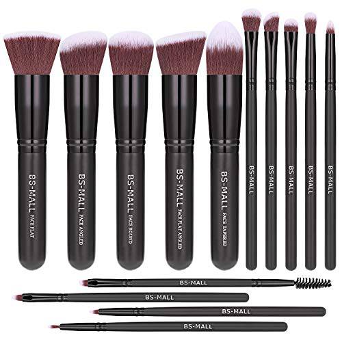 Makeup Brushes BS-MALL Premium Synthetic Foundation Powder Concealers Eye Shadows Makeup 14 Pcs Brush Set (B-Black Black)