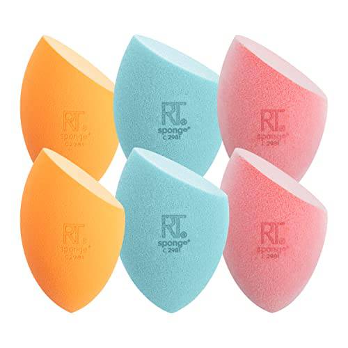 Real Techniques Assorted Makeup Blending Sponges, Miracle Complexion, Miracle Powder, Miracle Airblend Beauty Sponge, For Makeup Blending and Baking, Use With Foundation and Powder, Pack of 6