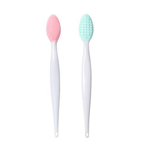 Lip Brush Tool,Double-Sided Silicone Exfoliating Lip Brush (2 Colors)
