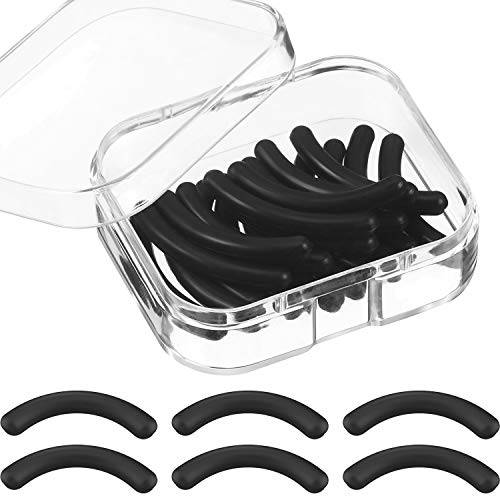 Zhehao Curler Refills Eyelash Curler Refill Pads Silicone Rubber Curler Replacement Refills Pads for Universal Eyelash Curler with a Clear Storage Box (Black)