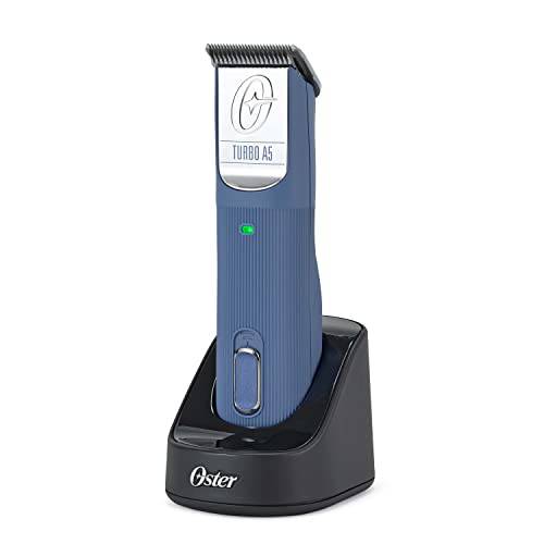 Oster Professional Cordless Turbo A5 Animal Clipper with Lithium-Ion Battery, Detachable Blade, Blue