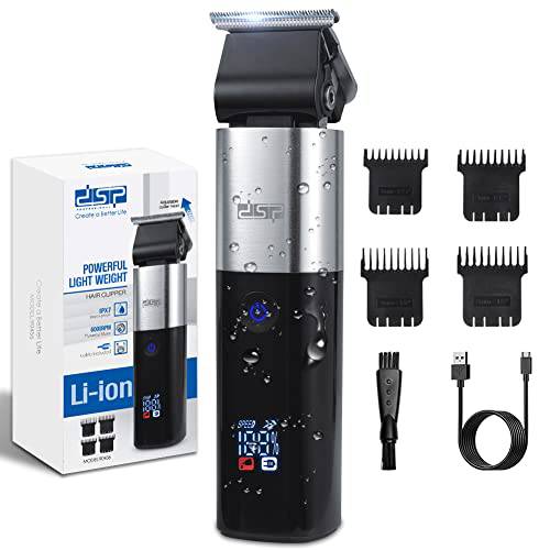 DSP Beard Trimmer for Men Cordless Mustache Trimmer Waterproof Trimmer for Dry/Wet Use Professional Adjustable Hair Clipper for Men with 1-4mm Limit Combs & LED Display