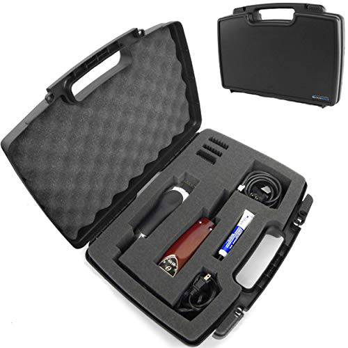 CASEMATIX Hard Shell Barber Case Clippers Travel Organizer and Foam Barber Bag for Clipper, Buzzer, Trimmer and Supplies Compatible with Oster Classic 76, Andis Cordless, Blades, Scissors, Case Only