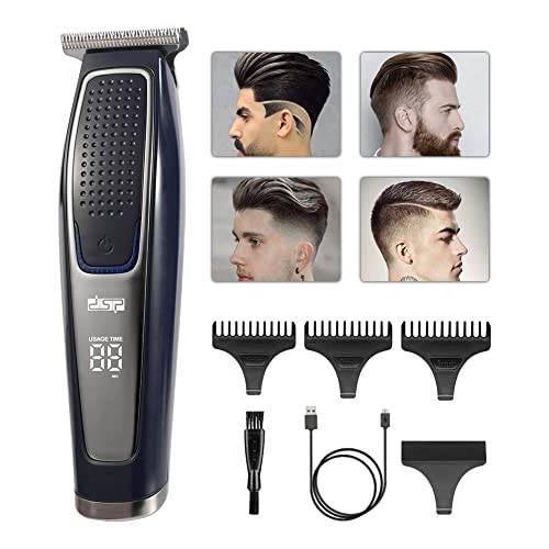 DSP Cordless Balding Clippers for Men Barber Edgers Outliner Electric Beard Trimmers for Men Professional Rechargeable with LED Display with 1-3mm Trimmer Guards