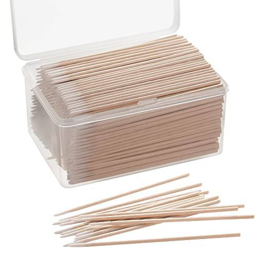 800PCS Pointed Cotton Swabs with Storage Case - Precision Tip Cotton Swabs with Wooden Sticks - Microblading Cotton Swab 4 inch - Cotton Swabs for Makeup, Tattoo Permanent Supplies