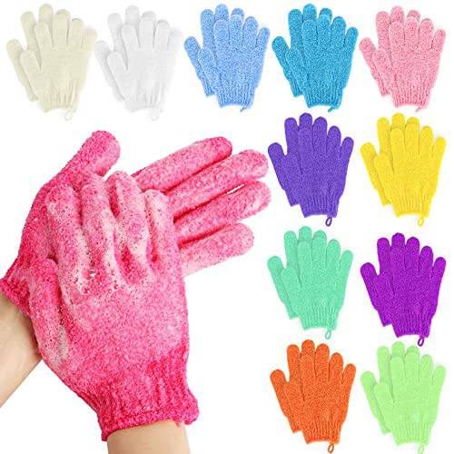 Alotpower 24 Pieces Exfoliating Bath Gloves, Made of 100% Nylon,12 Colors Double Sided Exfoliating Gloves for Beauty Spa Massage Skin Shower Scrubber Bathing Accessories