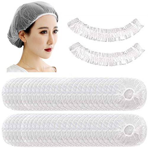Avando Disposable Shower Caps 200pcs Hair Processing Clear Plastic Caps For Spa Home Use Hotel and Hair Salon Plastic Clear Elastic Bath Cap