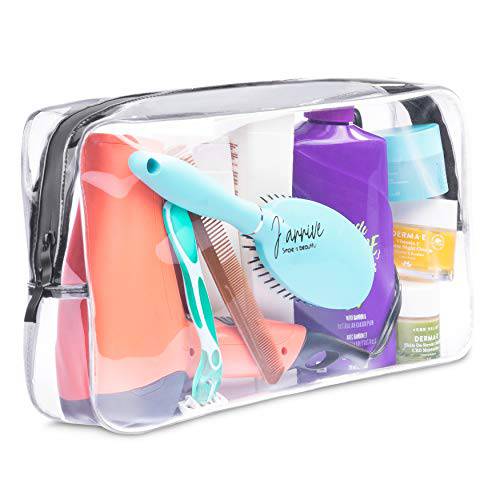 Extra-Large Capacity Clear Toiletry Travel Bag / Transparent Waterproof Leakproof / For Men and Women / Oversized (full size bottle hair dryer electric shaver) / Heavy Duty