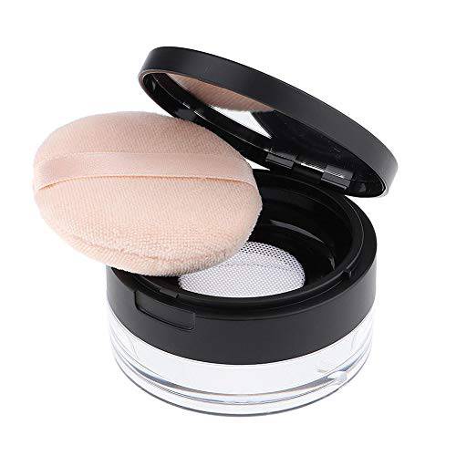 AKOAK Capacity 20 ml(0.67 oz) Empty Reusable Plastic Loose Powder Compact Container DIY Makeup Powder Case with Sponge Powder Puff ,Mirror and Elasticated Net Sifter