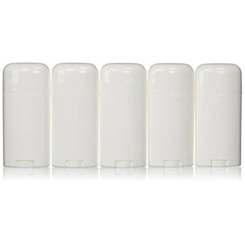 Deodorant Container Oval Empty 2.65oz/30ml - Twist-Up Refillable Plastic Tube for DIY Deodorants, Pack of (5) by Yellow Brick Road