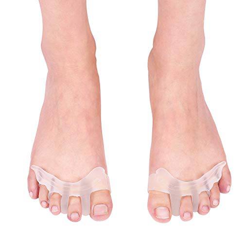 Toe Separators, Stretchable and Soft Grade Latex-Free and Resilient Gel Toe Separators with 1 Pair Toe Spacers Straighten and Adjust Your Toes.