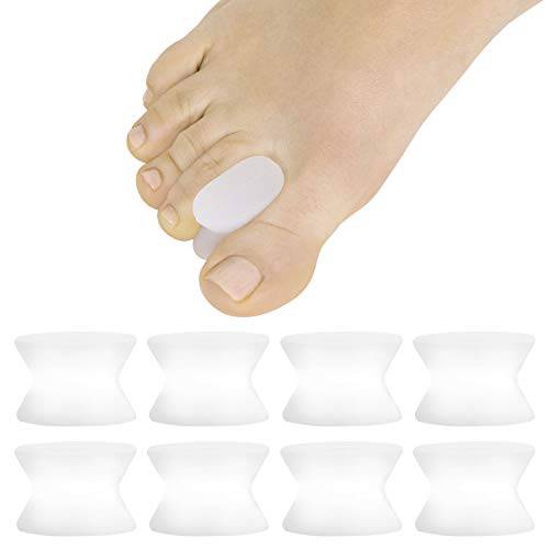 ViveSole Toe Spacer Separators (8 Pieces) - Overlapping Toes - Silicone Gel Spreaders for Men, Women - BPain Relief, Toe Alignment Corrector, Pedicure Aid - Orthotic Straightener