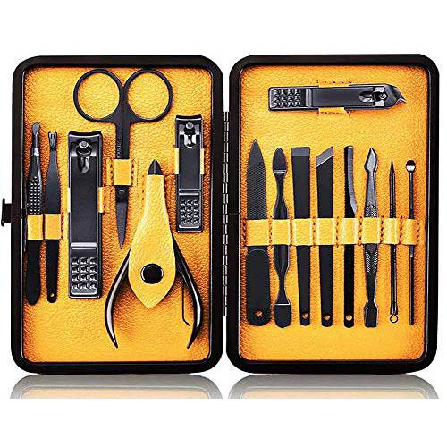 HPACK.KV Nail Clippers Sets Stainless Steel Nail Cutter Pedicure Kit Nail File Sharp Nail Scissors and Clipper Manicure Pedicure Kit Fingernails & Toenails with Portable stylish case (yellow)