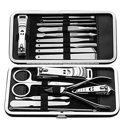 Manicure Pedicure Set Nail Clipper, UOWGA 17 Piece Stainless Steel Tools for Nail Grooming Cutter Kit Gift for Men/Women Includes Cuticle Remover with Portable Travel Case